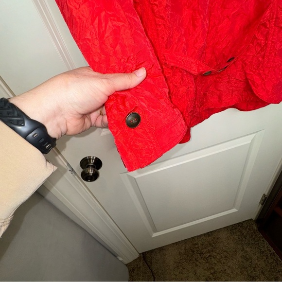 Chico’s Red Orange Crinkle Jacket L - Picture 14 of 17
